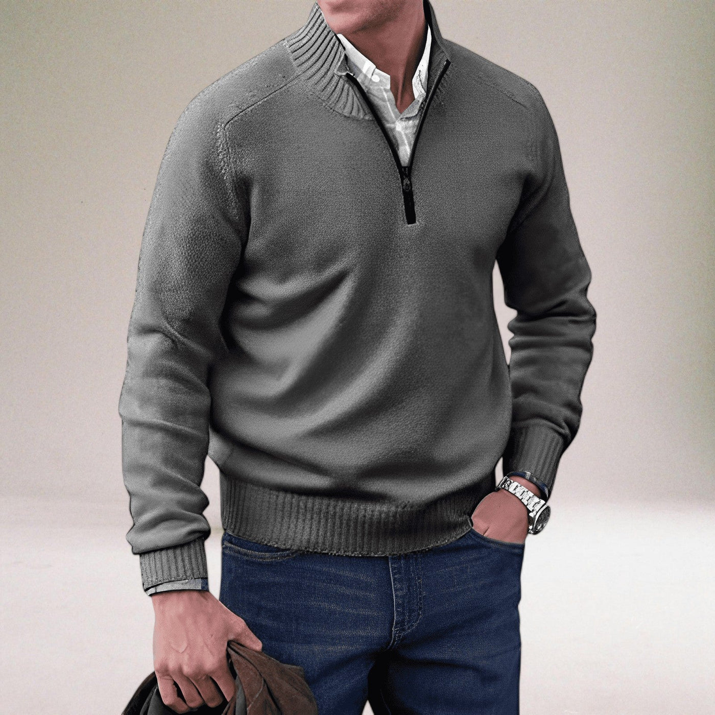 Mario™ | Der elegante Pullover mit Reißverschluss