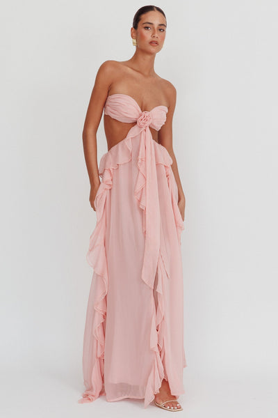 Sally Ausgeschnittenes Rüschen-Maxikleid Blush