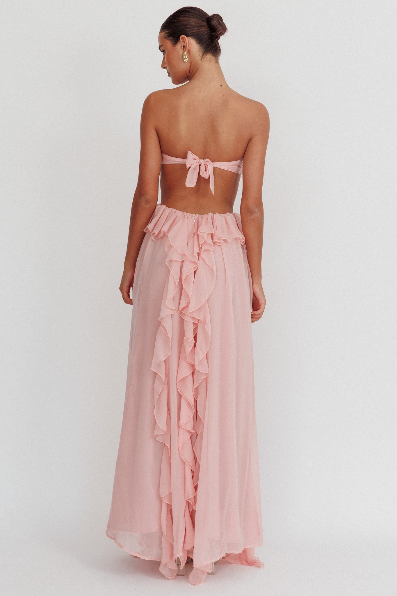Sally Ausgeschnittenes Rüschen-Maxikleid Blush