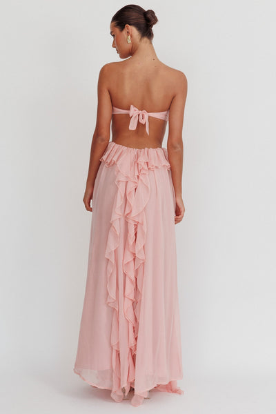 Sally Ausgeschnittenes Rüschen-Maxikleid Blush