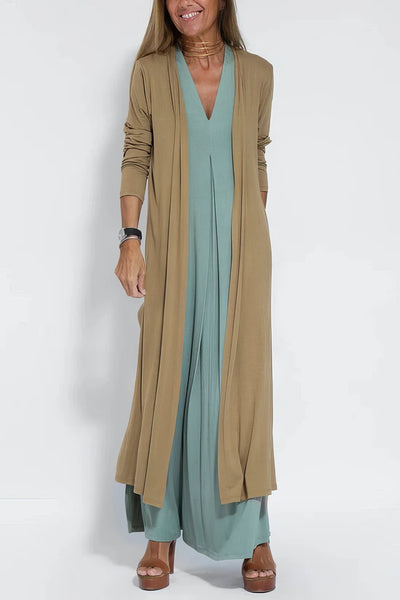 Elegantes langes Kleid + passende Strickjacke GIFT